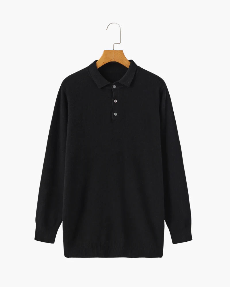 100% Cashmere Long-Sleeve Polo
