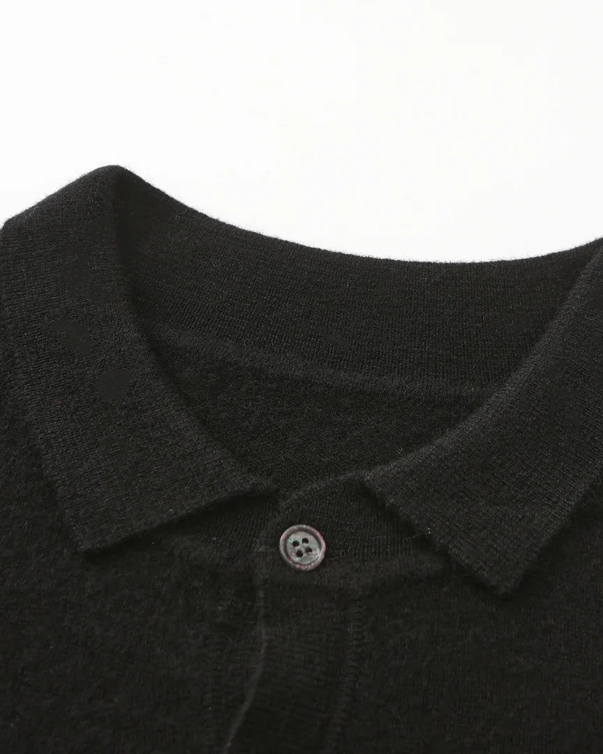 100% Cashmere Long-Sleeve Polo