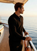 100% Cashmere Long-Sleeve Polo