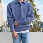 Woolen Button Half Zip