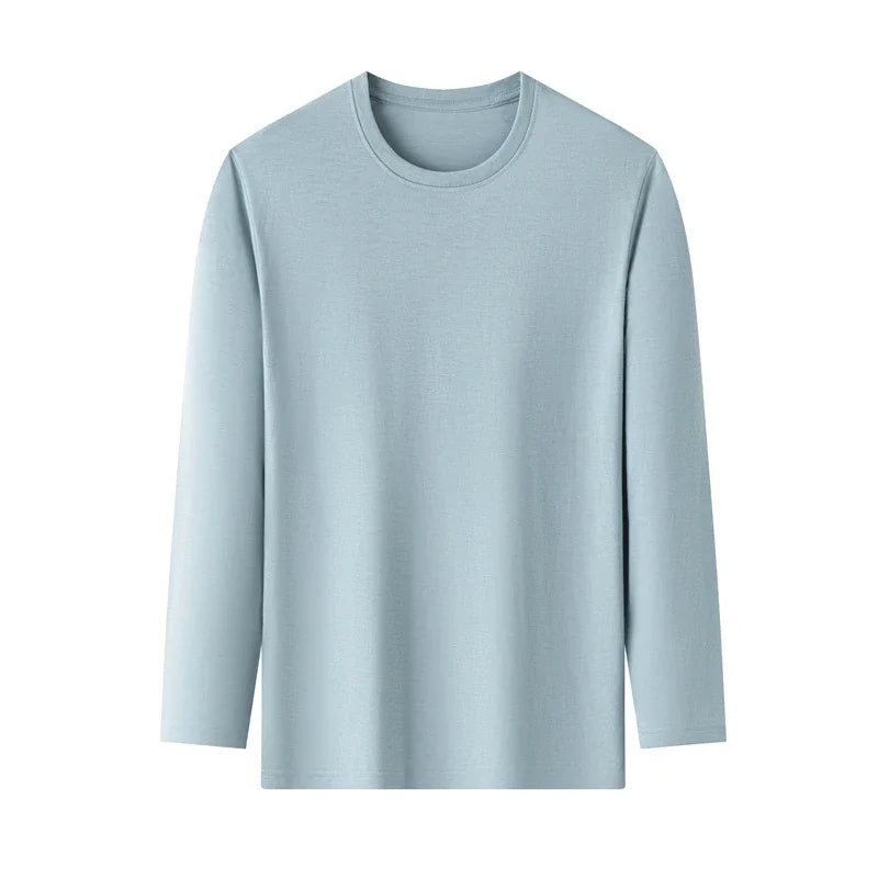 Leinen-Baumwoll-T-Shirt mit Rundhalsausschnitt