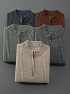 100% Cashmere Ribbed Half Zip