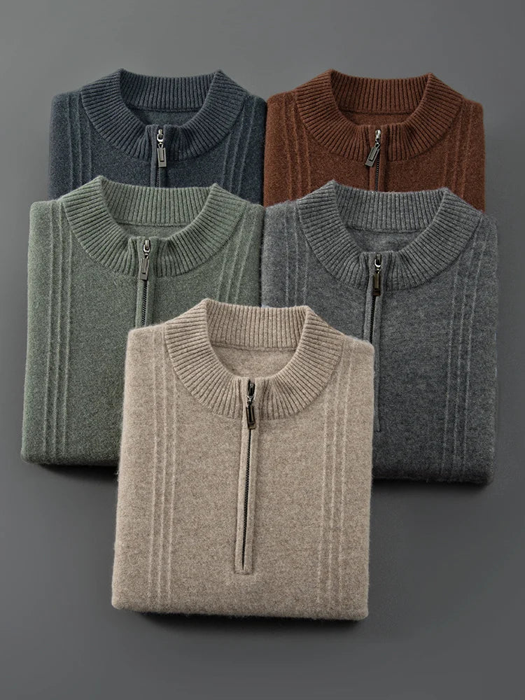 100% Cashmere Ribbed Half Zip