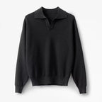 Strukturierter Strick-Polo-Pullover