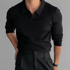 Strick-Langarm-Poloshirt