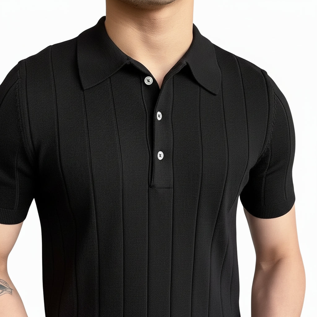 Cannes Poloshirt aus Rippstrickbaumwolle
