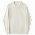 Strick-Langarm-Poloshirt