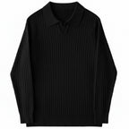 Strick-Langarm-Poloshirt