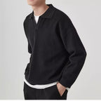 Strukturierter Strick-Polo-Pullover
