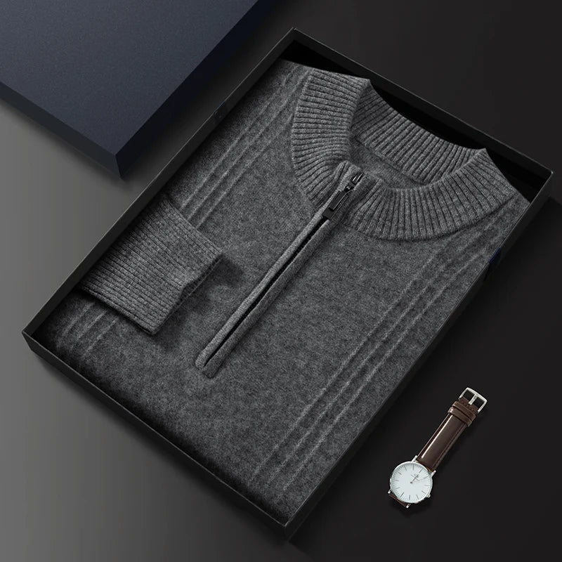 100% Cashmere Ribbed Half Zip