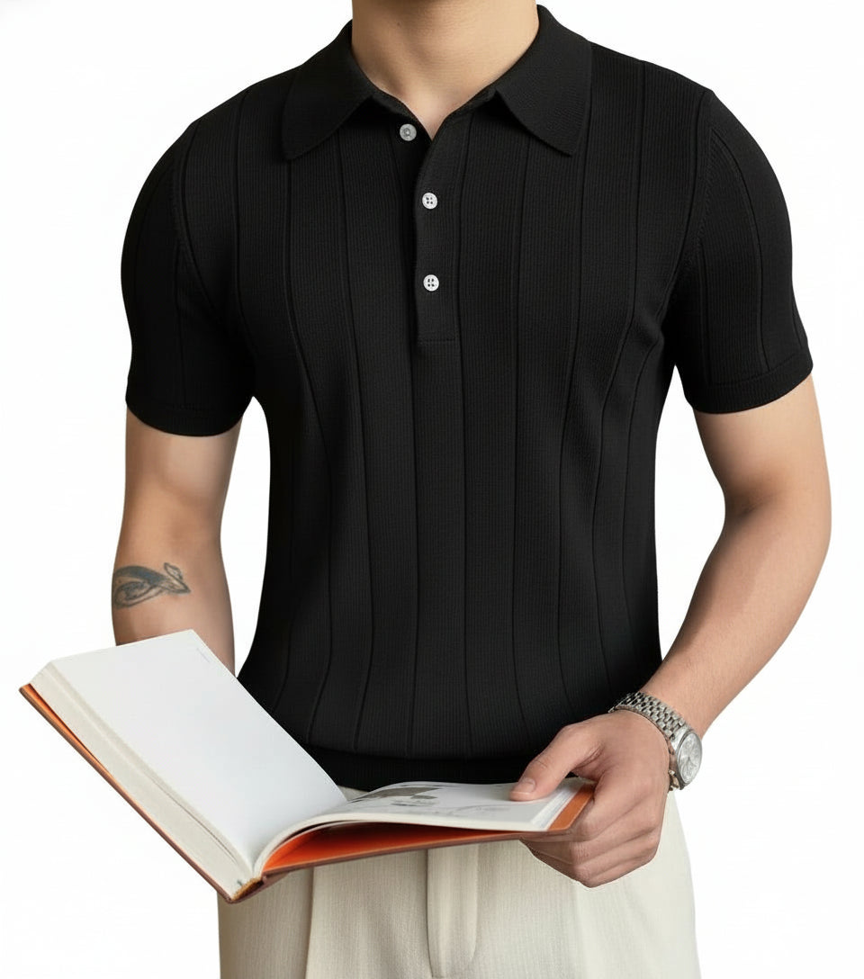 Cannes Poloshirt aus Rippstrickbaumwolle