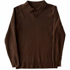Strick-Langarm-Poloshirt