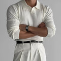Strick-Langarm-Poloshirt