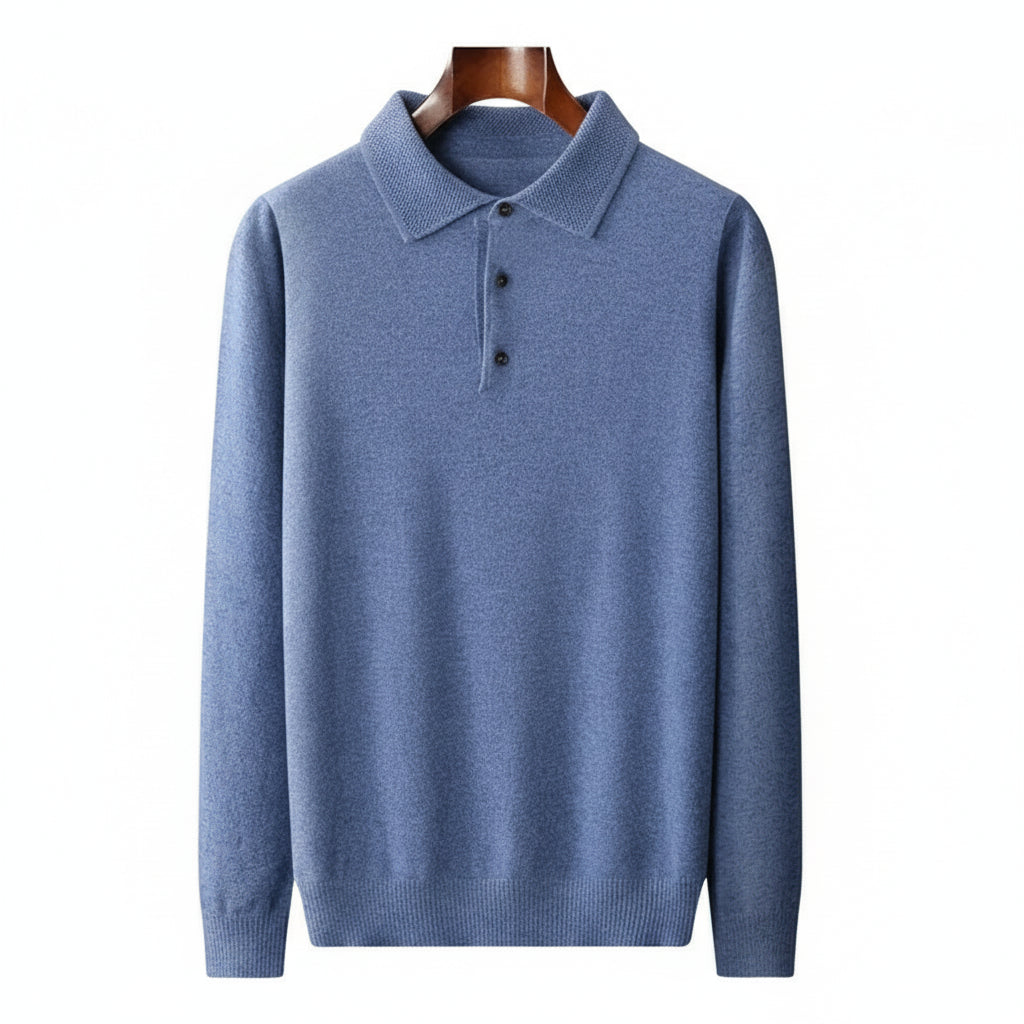 100% Cashmere Long-Sleeve Polo