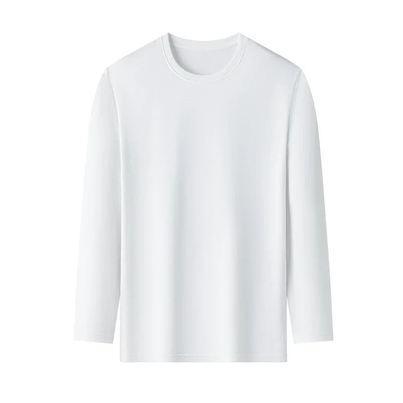 Leinen-Baumwoll-T-Shirt mit Rundhalsausschnitt