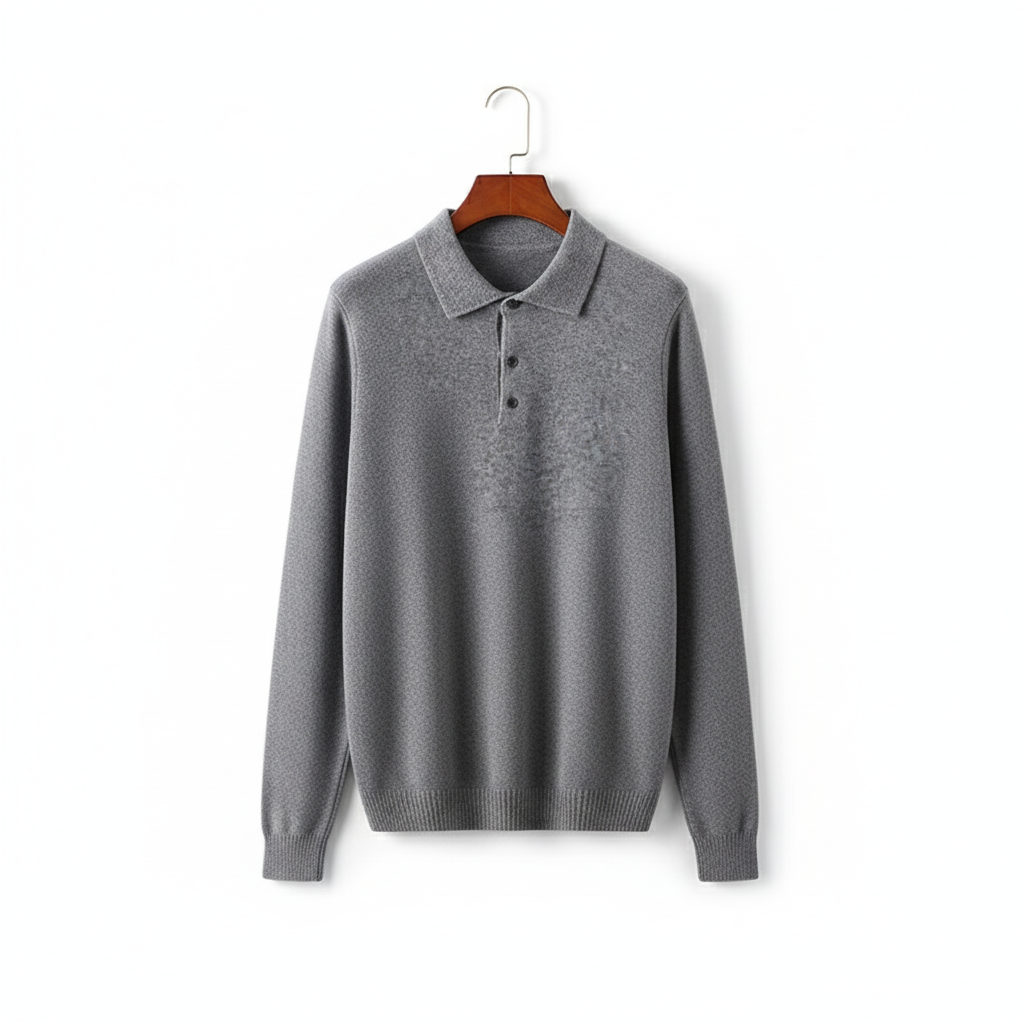 100% Cashmere Long-Sleeve Polo