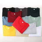 Leinen-Baumwoll-T-Shirt mit Rundhalsausschnitt