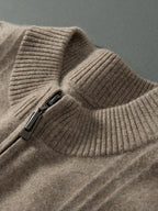 100% Cashmere Ribbed Half Zip