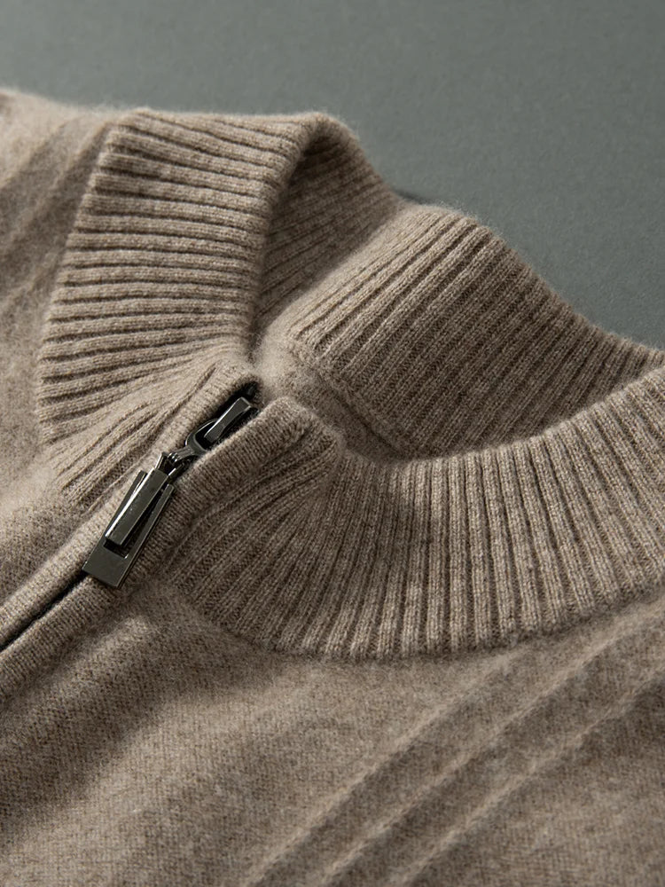 100% Cashmere Ribbed Half Zip