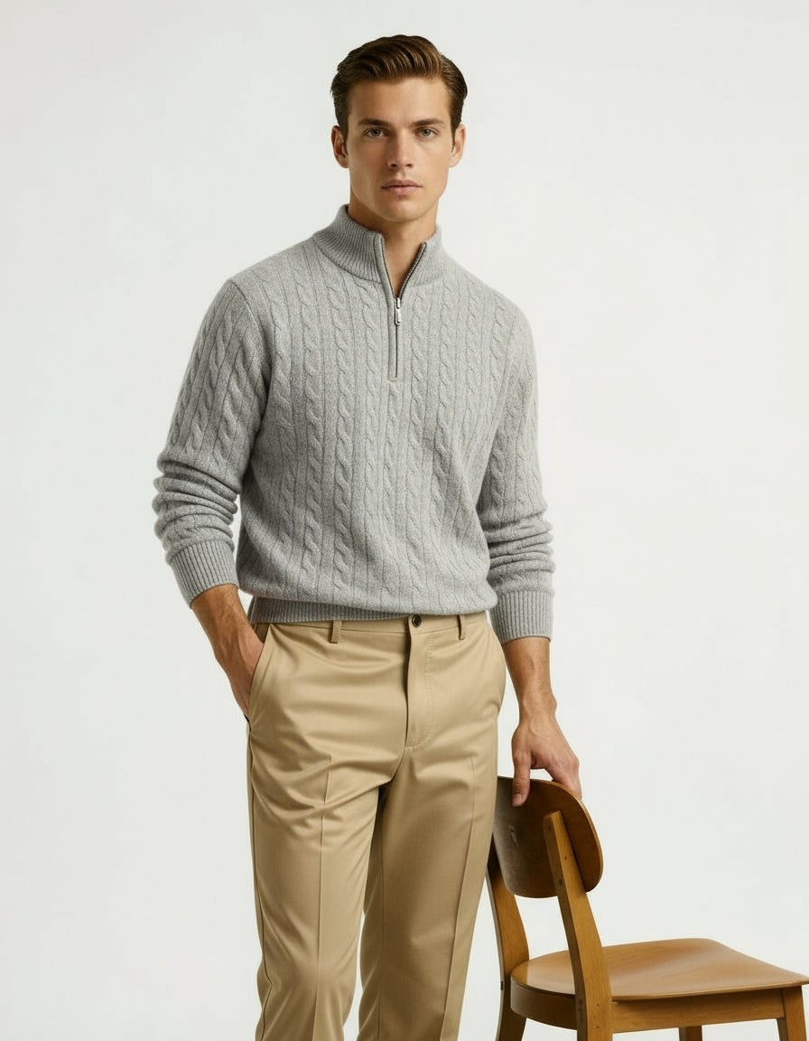 100% Cashmere Woven Half Zip