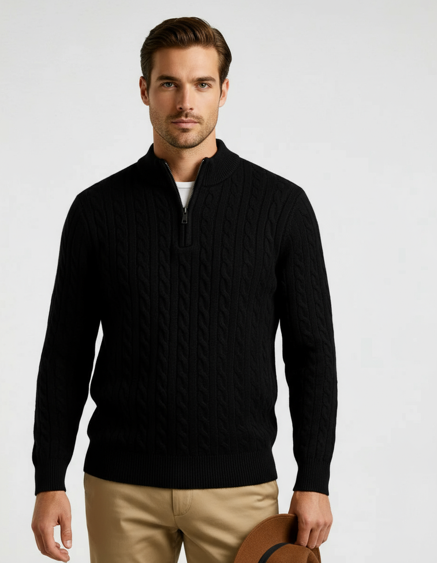 100% Cashmere Woven Half Zip