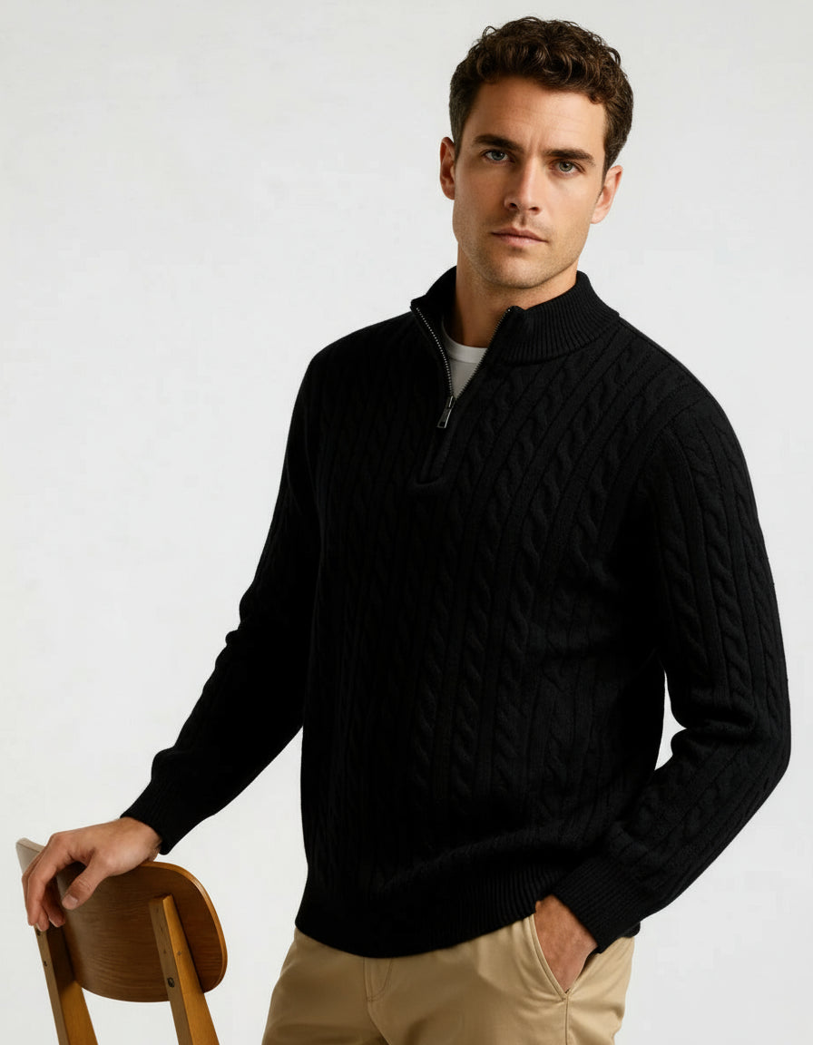 100% Cashmere Woven Half Zip