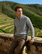 100% Cashmere Woven Half Zip