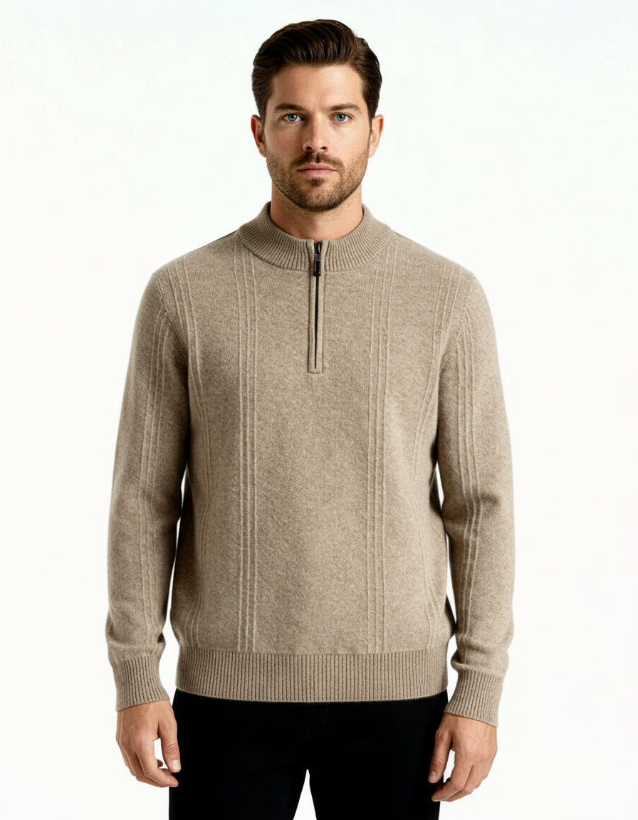 100% Cashmere Ribbed Half Zip